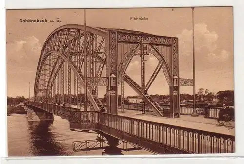 54061 Feldpost Ak Schönebeck an der Elbe Elbbrücke 1914