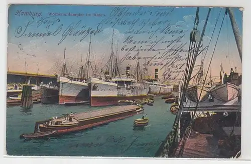 54023 Ak Hamburg Woermanndampfer im Hafen 1913