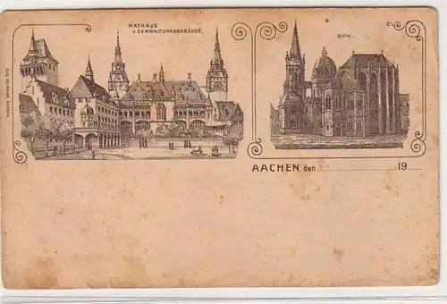 5401 Ak Aix-la-Chapelle Hôtel de ville, bâtiment administratif et cathédrale vers 1915