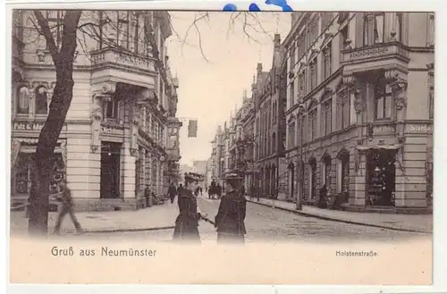 54016 Ak Gruß aus Neumünster Holstenstrasse 1907