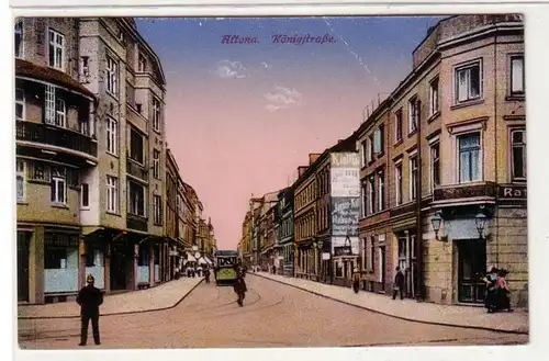 53997 Ak Altona Königstrasse avec tram 1925