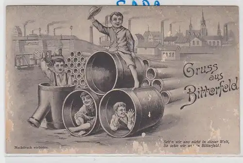 53981 Humor Reim Ak Gruß aus Bitterfeld 1916