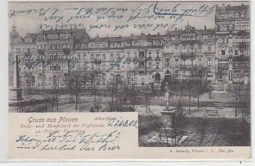 53965 Ak Gruß aus Plauen im Vogtland Albertplatz 1902