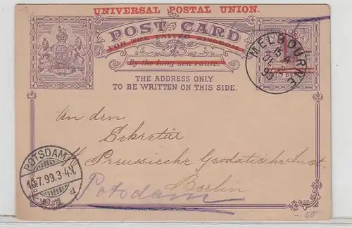 53955 Carton postal complet Victoria Australie, de Melbourne à Potsdam 1899