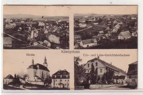 53949 Mehrbild Ak Königshain Kirche und Gerichtskretscham 1923