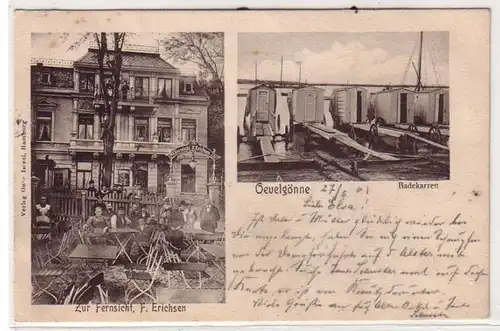 53888 Ak Oevelgönne Hostel "Vers une vue à distance" (F. Erichsen) et charrettes de bain 1903