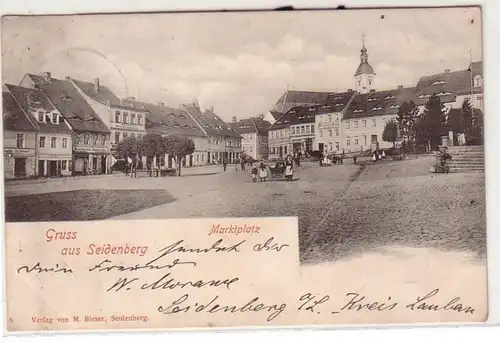 53879 Ak Gruß aus Seidenberg Marktplatz 1900