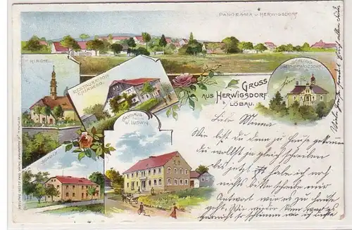 53855 Ak Lithographie Gruß aus Herwigsdorf bei Löbau 1907