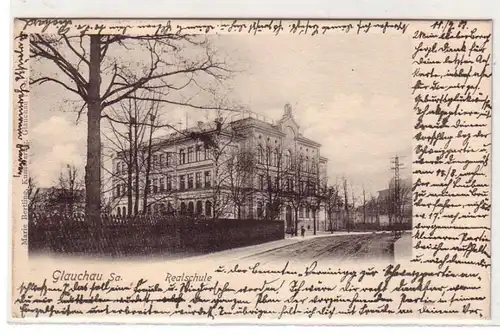 53842 Ak Glauchau in Sachsen Realschule 1909