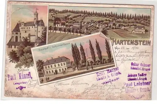 53834 Ak Lithographie Hartenstein Gasthof und Schloss 1900