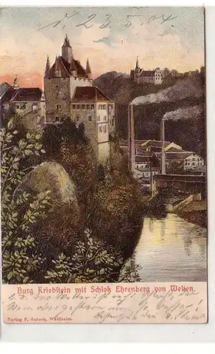 53812 Präge Ak Burg Kriebstein mit Schloß Ehrenberg von Westen 1904
