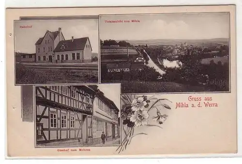 53796 Mehrbild Ak Gruß aus Mihla an der Werra Bahnhof usw. um 1910