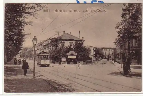 53780 Ak Trèves Nordallee avec vue sur la Göbenstrasse avec tram 1918