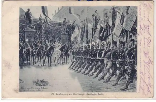 53778 Ak Die eroberten französischen Fahnen beim Einzug in Berlin 1914