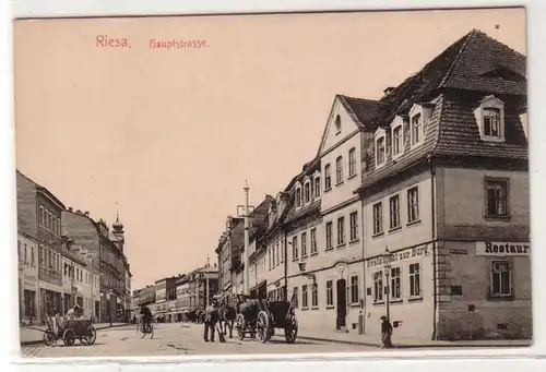 53740 Ak Riesa Hauptstrasse Restaurant zur Burg um 1910