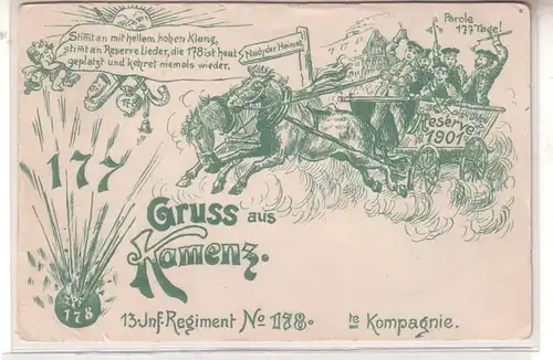 53727 Ak Gruß aus Kamenz 13. Inf. Regiment Nr.178, um 1900