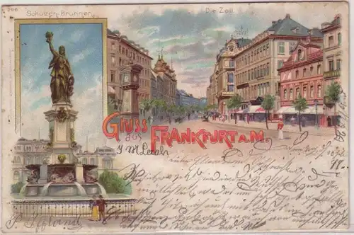 53707 Ak Lithographie Salutation de Francfort sur le Main 1899