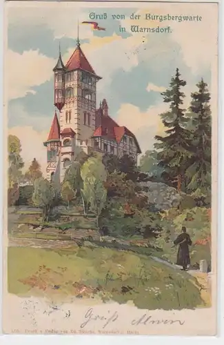 53699 Ak Lithographie Salutation de la Burgsbergwarte à Warnsdorf 1905