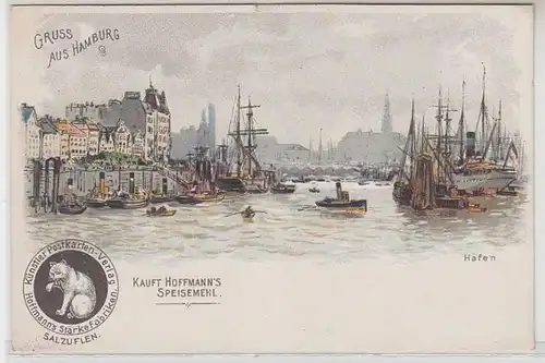 53667 Reklame Hoffmanns Speisemehl Ak Gruß aus Hamburg um 1900
