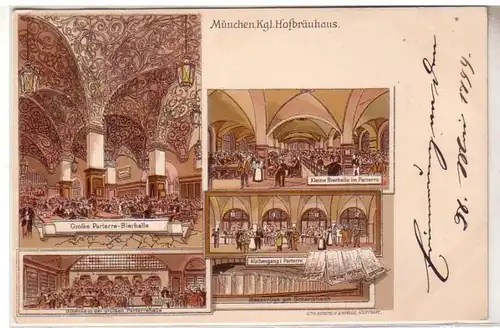 53666 Ak Lithographie Munich Hofbräus royaux vers 1899