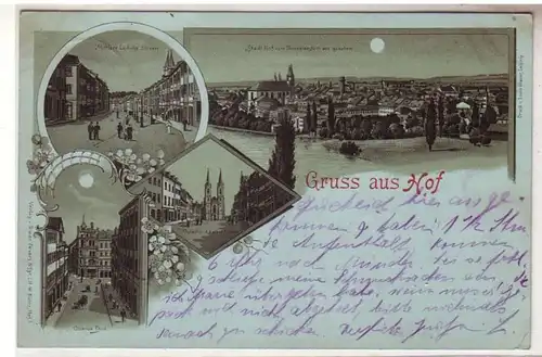 53659 Mondscheinkarte Gruß aus Hof 1898