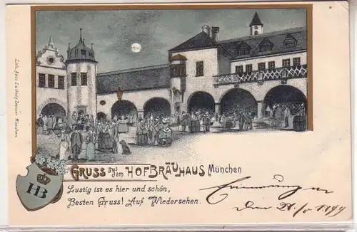 53654 Ak Lithographie Salutation du Hofbräushaus Munich 1899