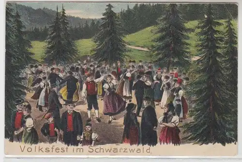 53651 geprägte Ak Volksfest im Schwarzwald 1911