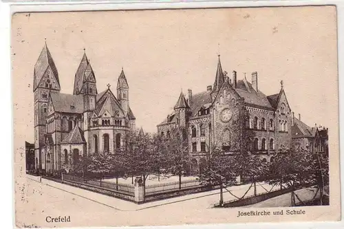 53624 Feldpost Ak Crefeld Josefkirche und Schule 1916