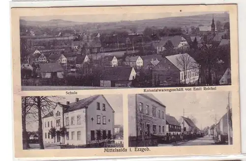 53612 Mehrbild Ak Mittelsaida im Erzgebirge Schule usw. um 1910