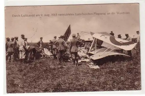 53581 Ak vernichtetes französisches Flugzeug an der Westfront 1915