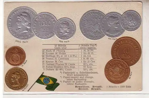 53569 Ak de ferment Brésil avec des images de pièces de monnaie vers 1900