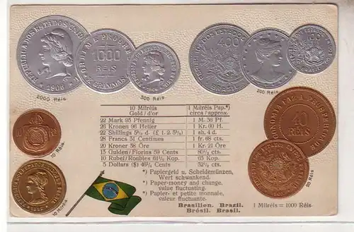 53569 Präge Ak Brasilien mit Abbildungen von Münzen um 1900