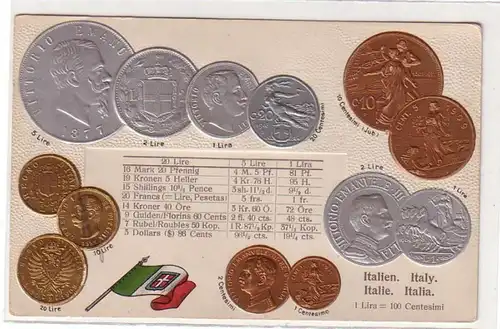 53567 Präge Ak Italien mit Abbildungen von Münzen um 1900