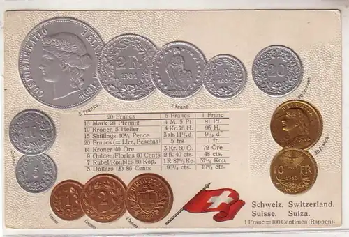 53561 Grage Ak Suisse avec des images de pièces de monnaie vers 1900