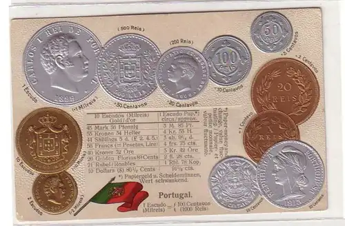 53562 Präge Ak Portugal mit Abbildungen von Münzen um 1900
