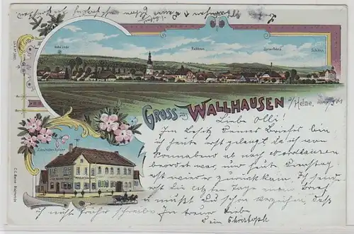53555 Ak Lithographie Gruss aus Wallhausen an der Helme 1901