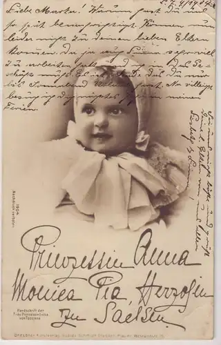 53550 Ak Prinzessin Anna Monica Pia Herzogin zu Sachsen 1904