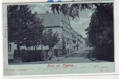 53513 Mondscheinkarte Gruß aus Tönning Strassenansicht 1900