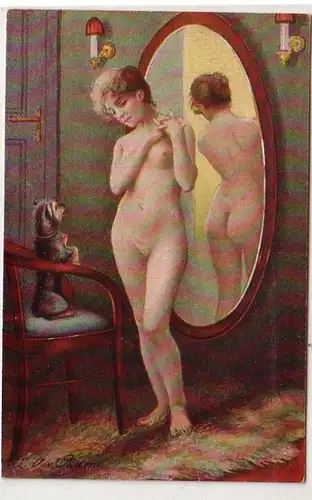53505 Kunst Ak Erotik "Unschuld" von O.v. Riesen um 1920