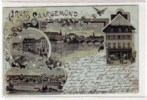 53464 Ak Lithographie Gruss Sarremünd Waarenhaus Bouton etc 1899
