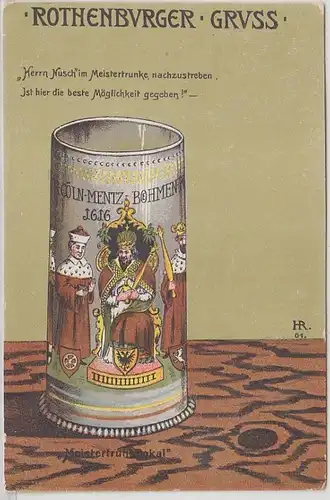 53436 Ak Rothenburger Gruss "Meistertrunkpokal" 1907