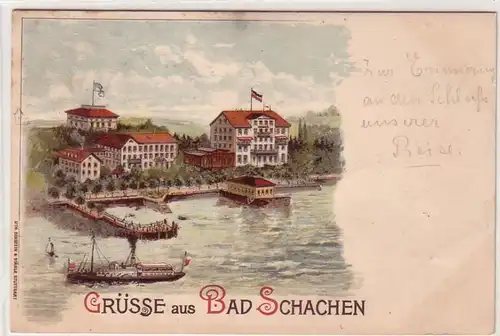 53433 Ak Lithographie Salutations de Bad Schachen 1899