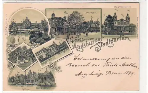 53429 Multi-image Ak Salutation du jardin municipal d'Augsbourg vers 1900