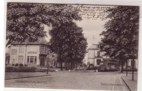 53402 Ak Hamburg Fuhlsbüttel Rathsmühlendamm mit Apotheke 1909