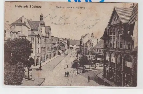 53392 Ak Hettstedt Südharz Markt mit neuem Rathaus 1919