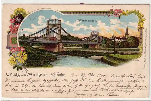 53381 Ak Lithographie Gruß aus Mülheim an der Ruhr 1900
