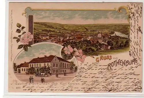 53365 Ak Lithographie Gruss aus Rothenburg an der Saale 1901