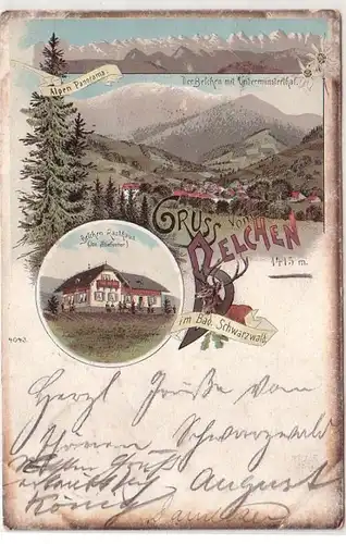 53344 Ak Lithographie Gruß vom Belchen im Bad. Schwarzwald 1897