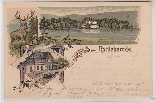 53322 Ak Lithographie Gruss de Rottleberode Gare 1901