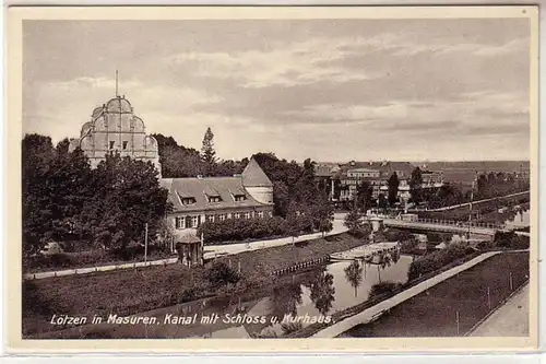 53276 Ak Schlötzen dans le canal de Masuren avec château et maison de cure vers 1930